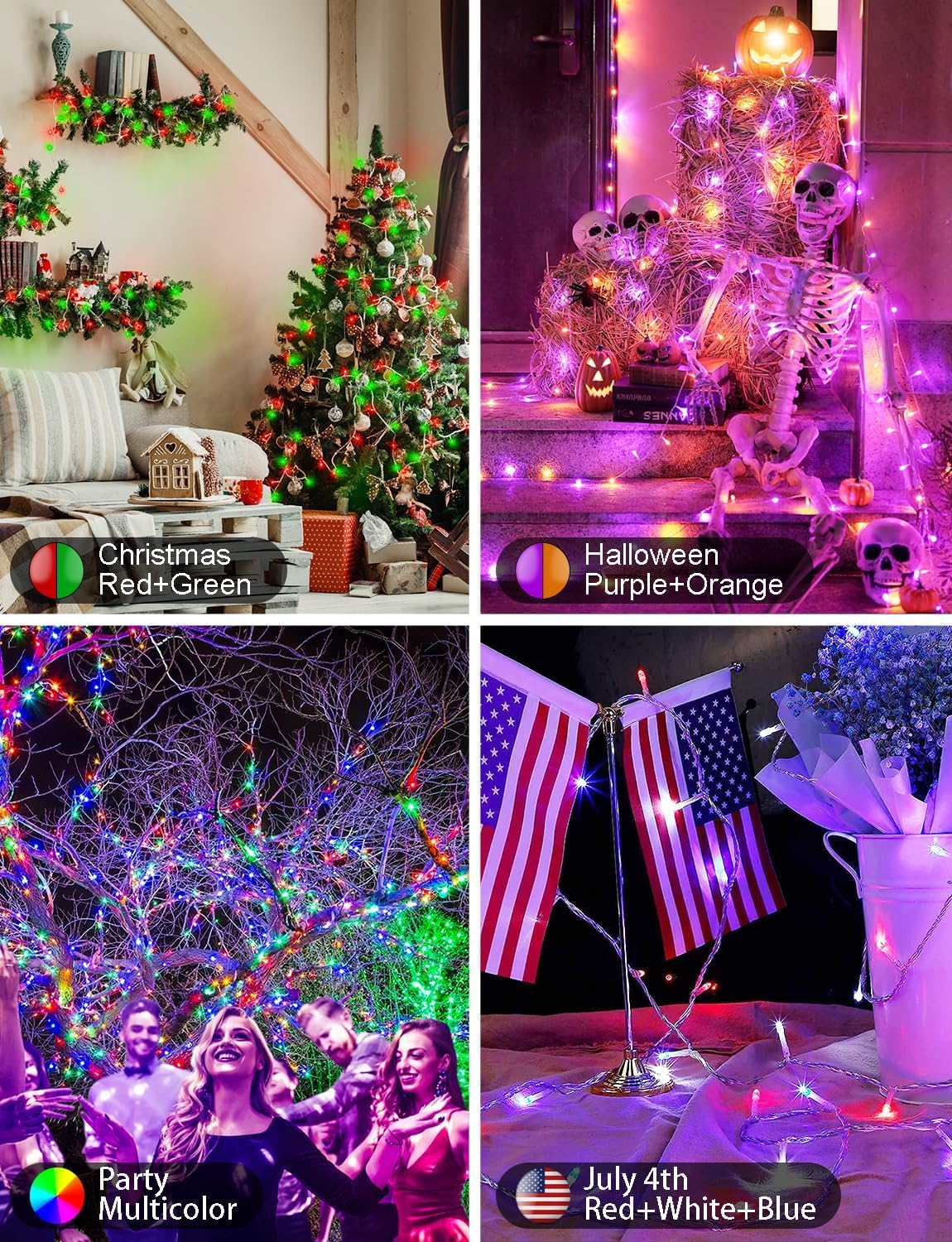 echosari - Guirnalda de luces inteligentes de Navidad de 66 pies qu...