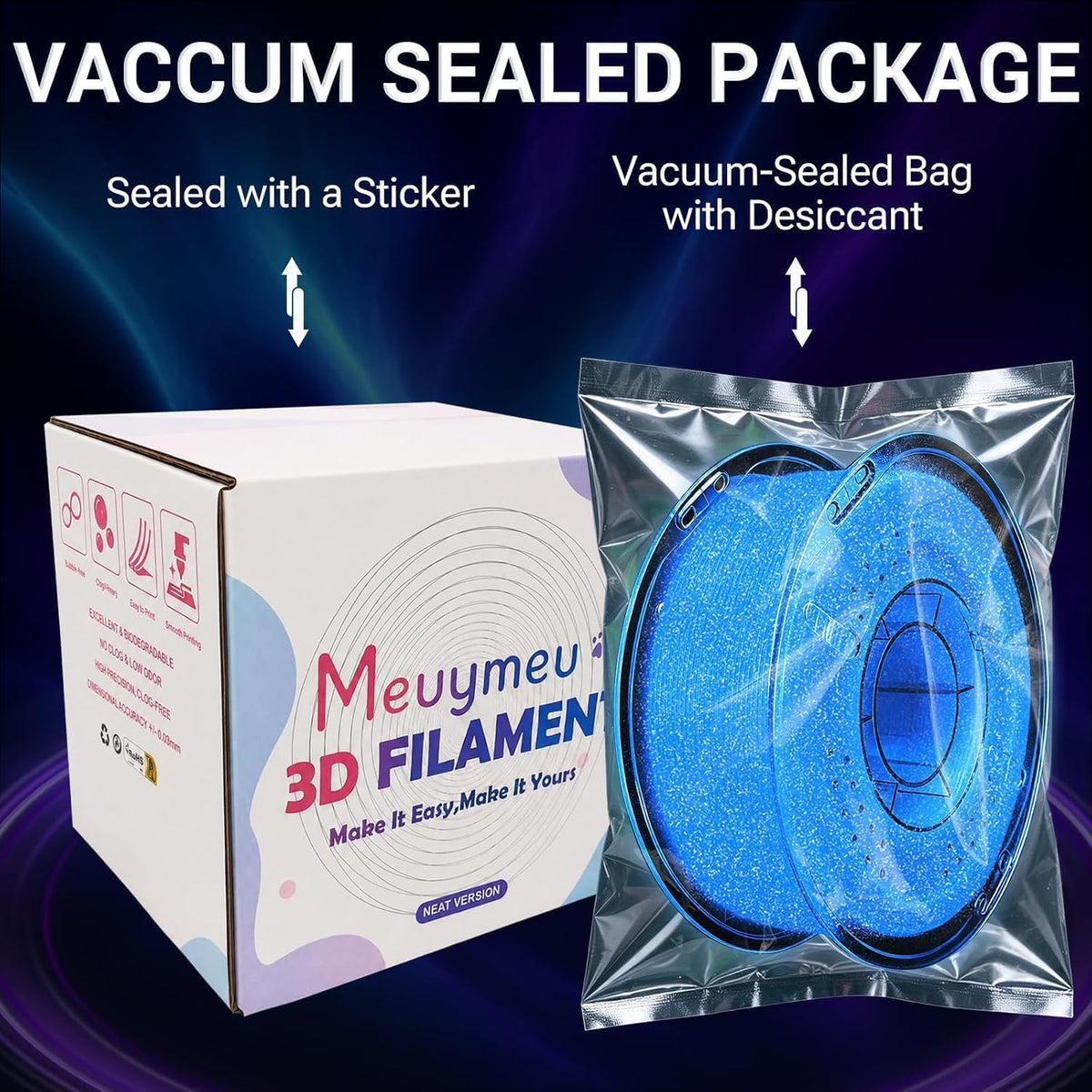 MEUYMEU Filamento PLA + azul luciérnaga con purpurina de 2.2 lbs |...