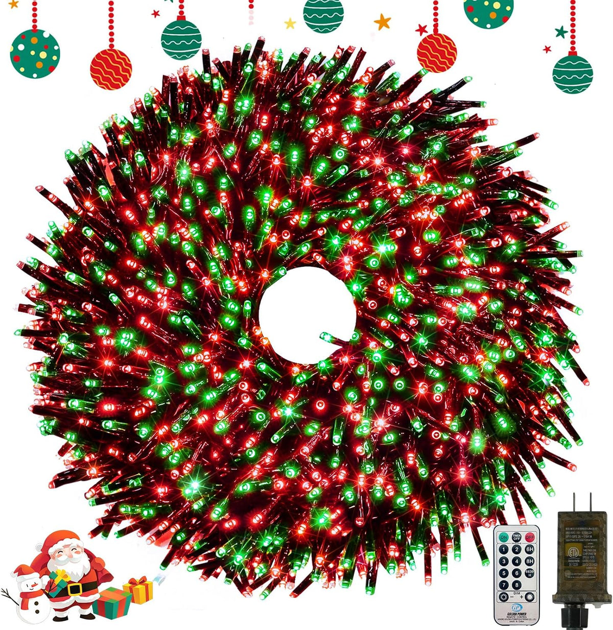 Guirnalda de luces navideñas de 50 pies, 1000 luces LED con control...