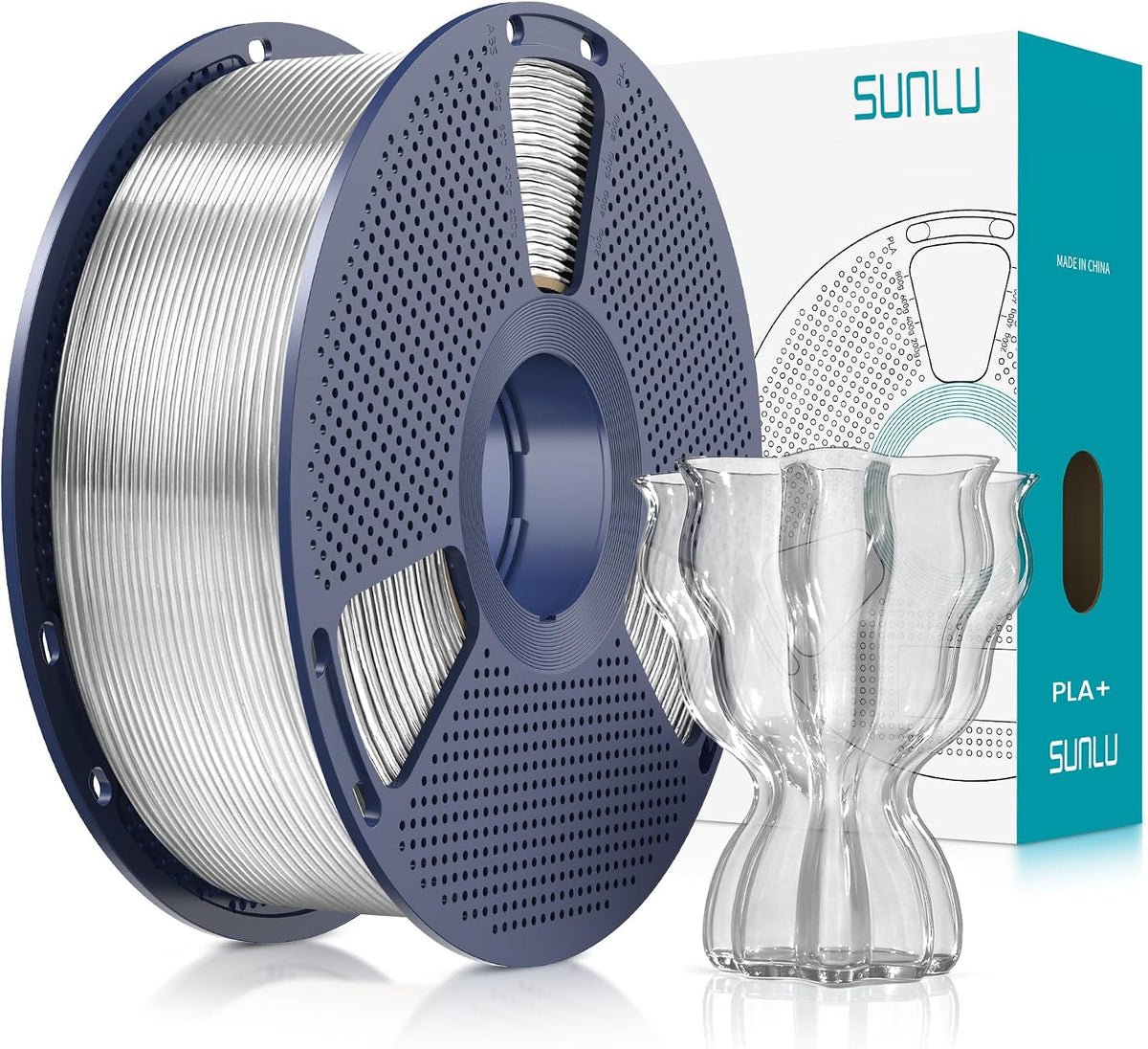 SUNLU Filamento PLA Plus para impresora 3D de 0.07 in, nuevo transp...