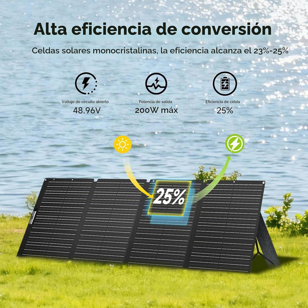 ALLPOWERS Panel solar portátil SE200 200W, cargador solar para la c...