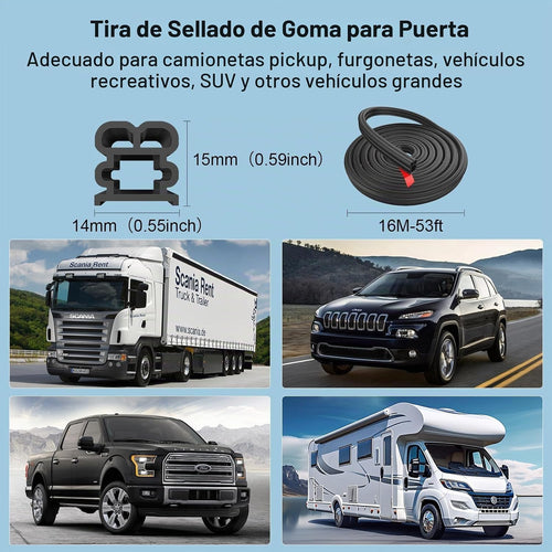 52.5 pies Tira de sello para puerta de coche para camiones, autos,...