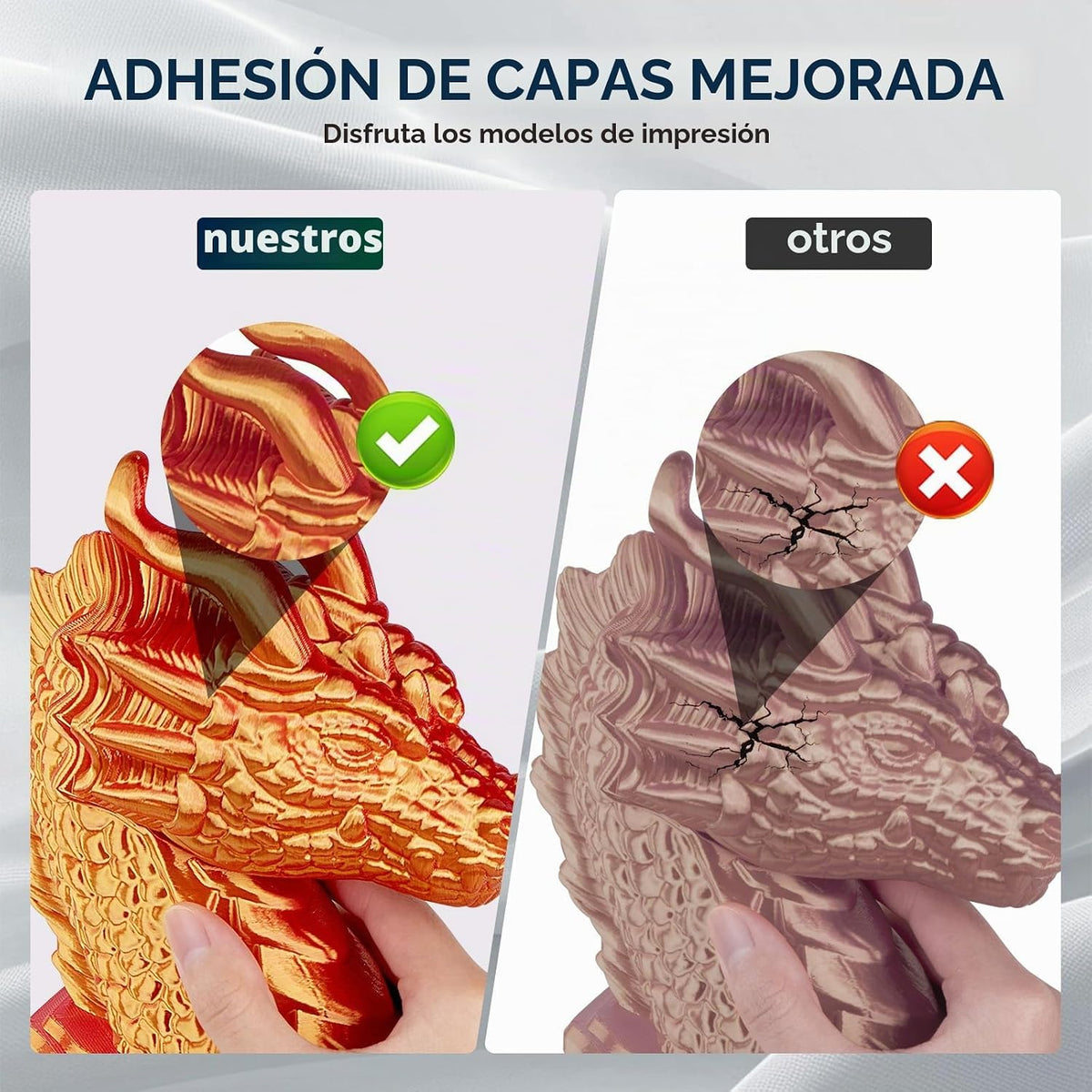 ERYONE Filamento de ácido poliláctico (PLA) de seda bicolor para im...