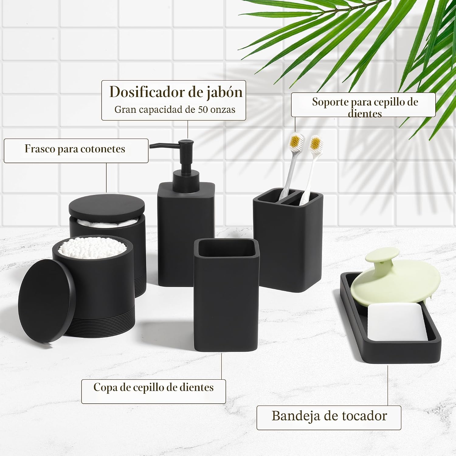 YMXYJM Juego de accesorios de baño, juego de baño de 6 piezas con s...