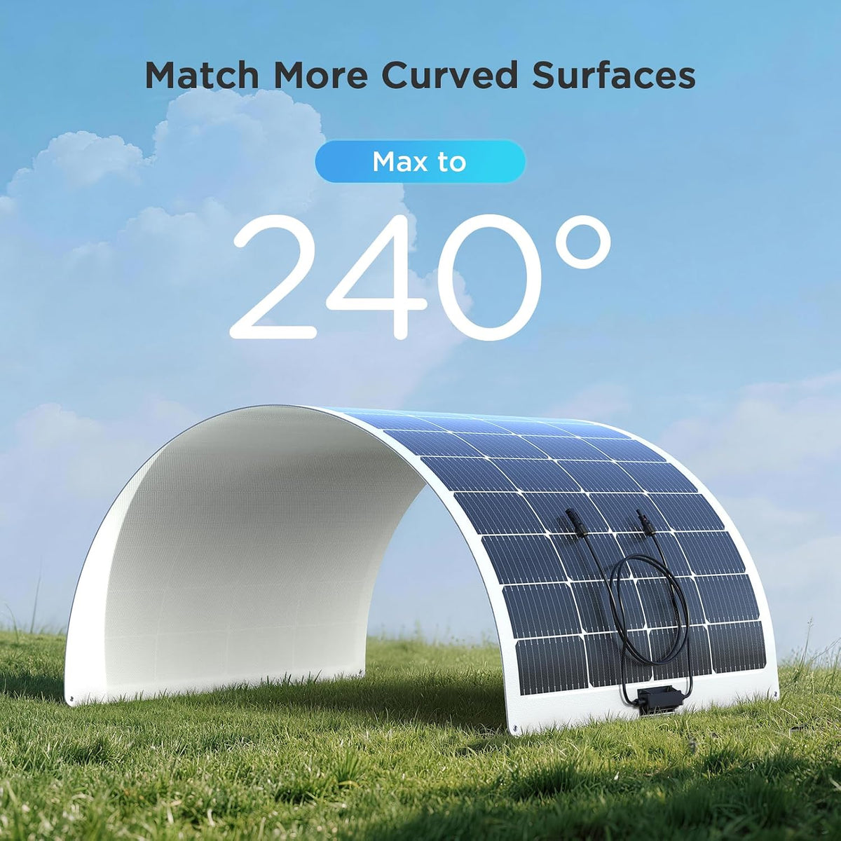 Callsun Panel solar flexible 200W, ETFE ultrafino flexible de 240 °...
