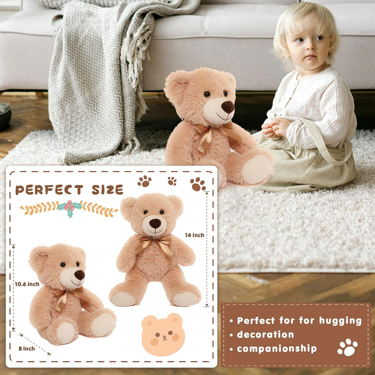 MorisMos Oso de peluche a granel para niños y niñas, osito de peluc...