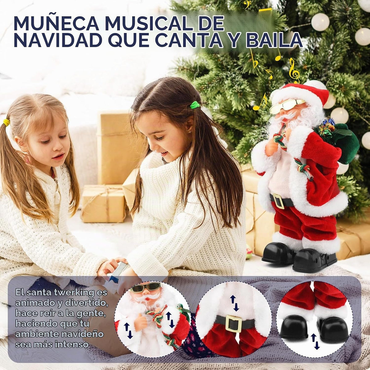 Muñeco de Papá Noel eléctrico Gfilay con barriga y pies que se muev...