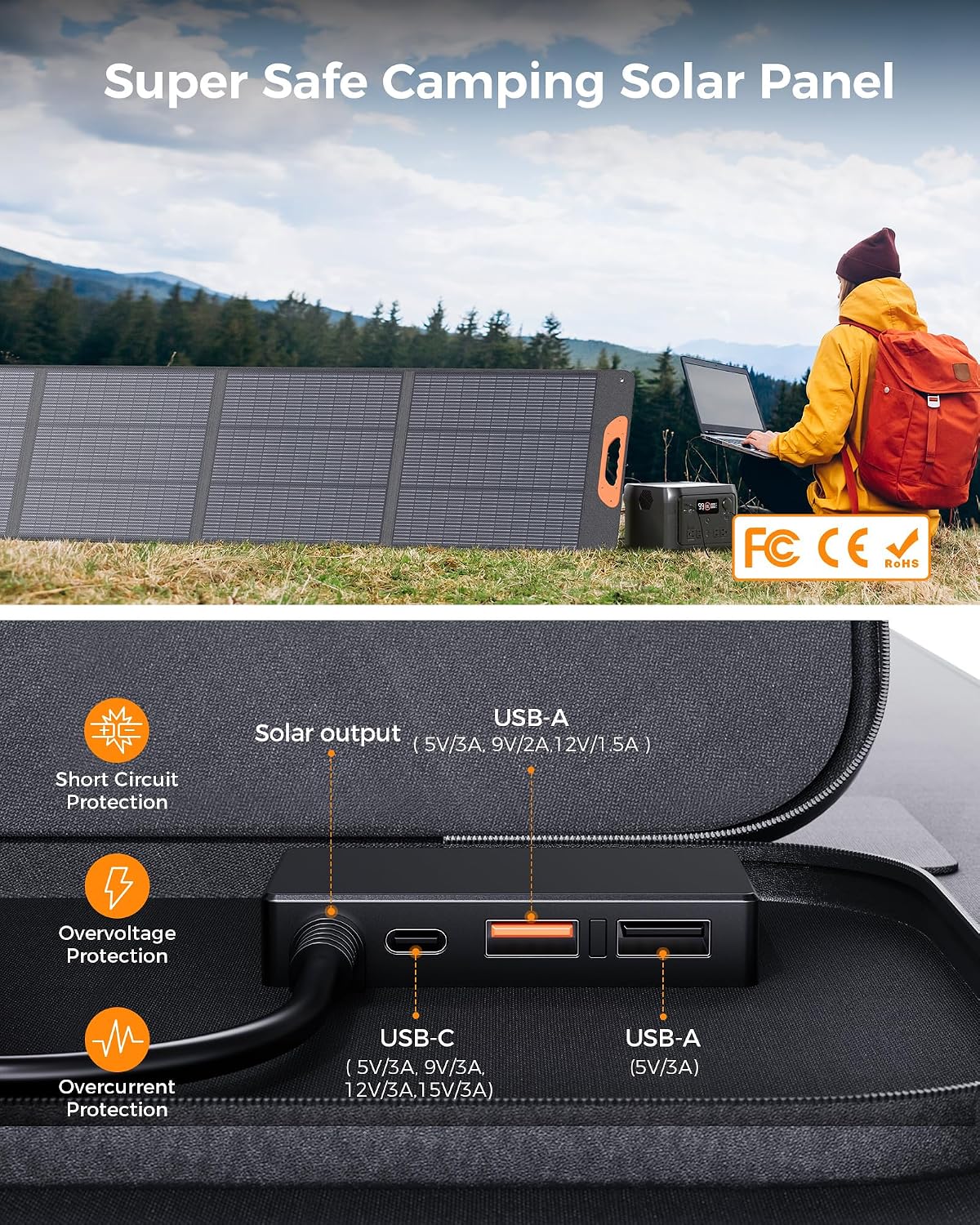 ZOUPW Panel solar portátil tipo N de 220 W de 16 BB para central el...