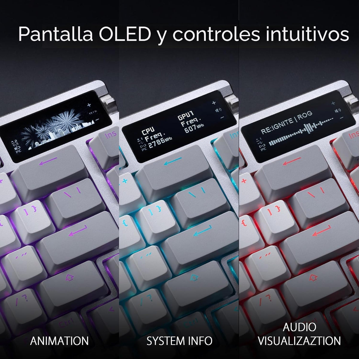 ASUS Teclado mecánico inalámbrico ROG Azoth para juegos, 75% TKL, c...