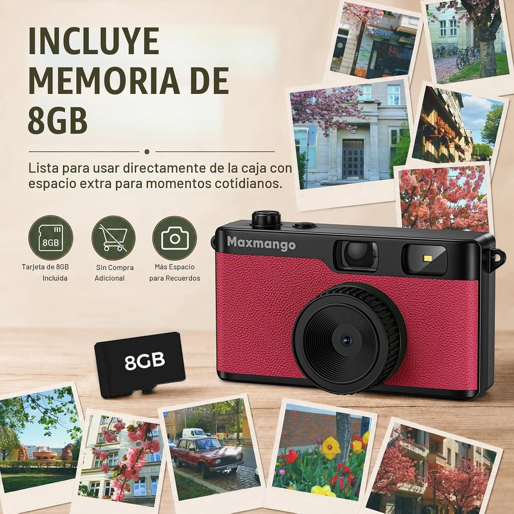 Maxmango Cámara digital vintage D53 - Cámara digital retro de 12 MP...