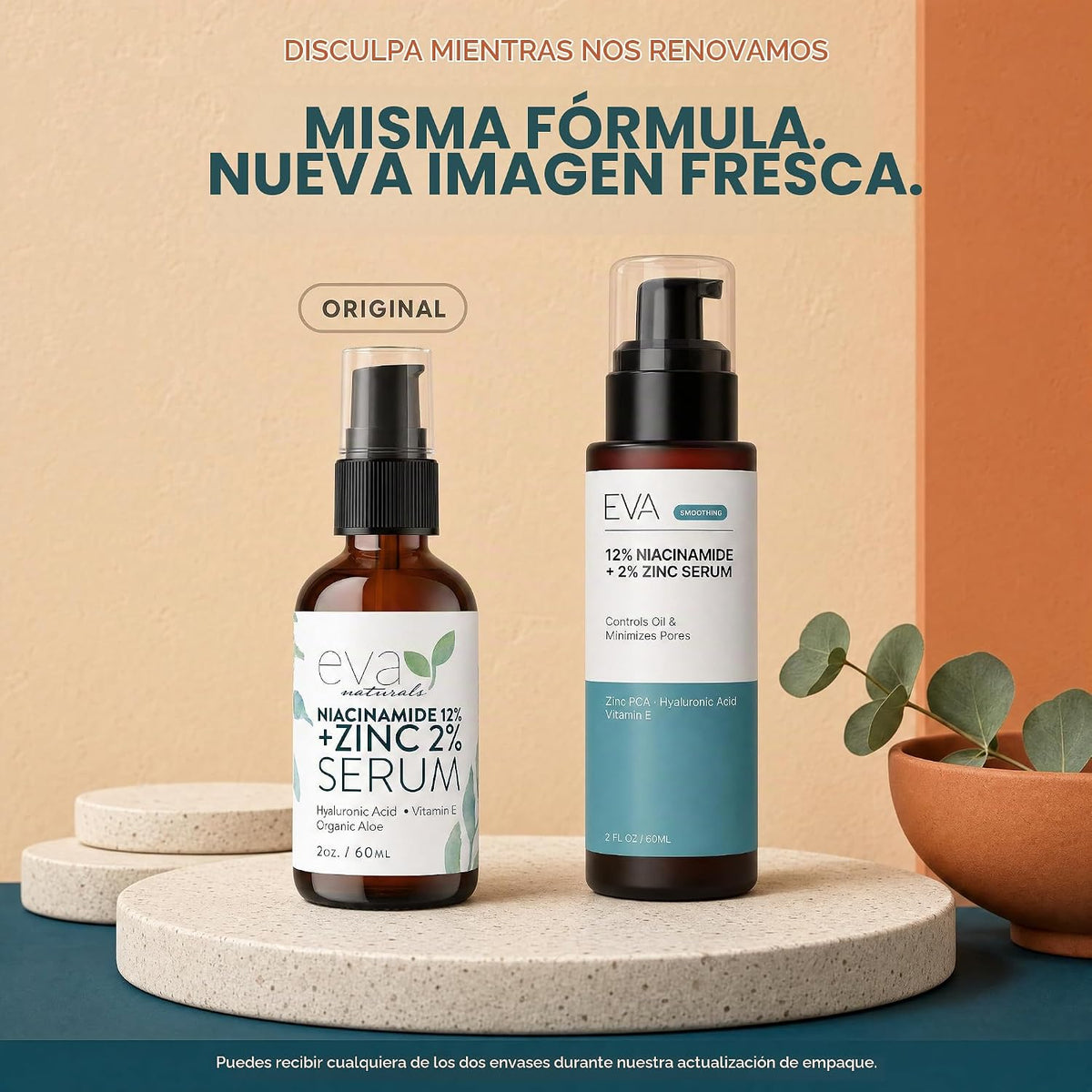 Eva Naturals - Suero de niacinamida 12% + zinc con ácido hialurónic...