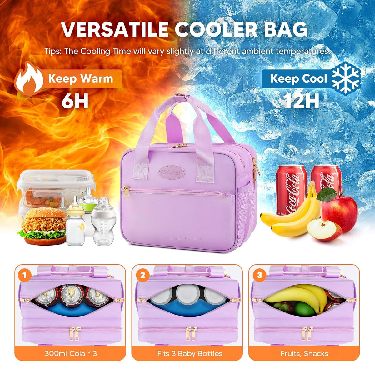 PIIOSER Bolsa de viaje enfriadora de leche materna con bolsa de hie...