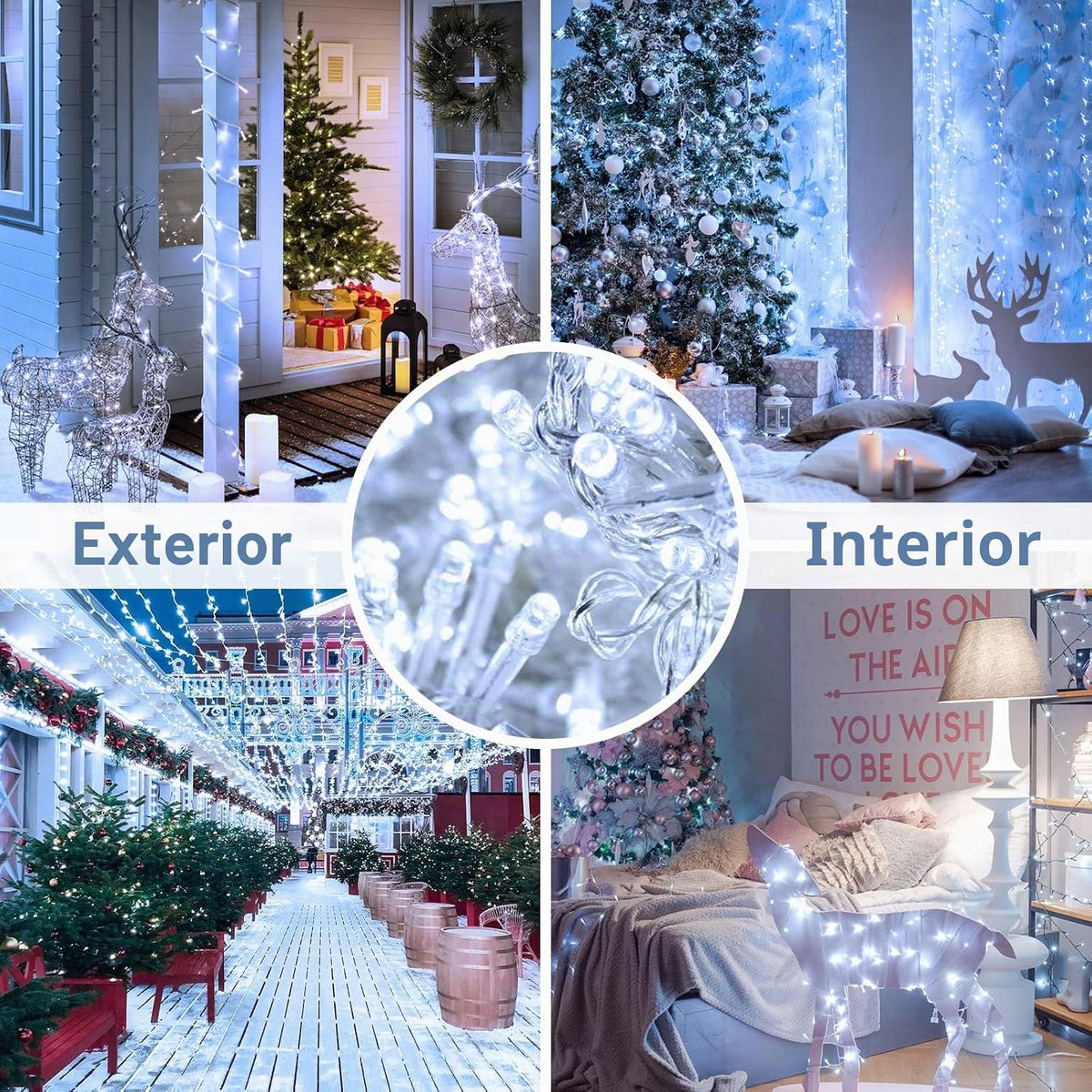 JMEXSUSS 300 luces LED de Navidad impermeables al aire libre, 8 mod...