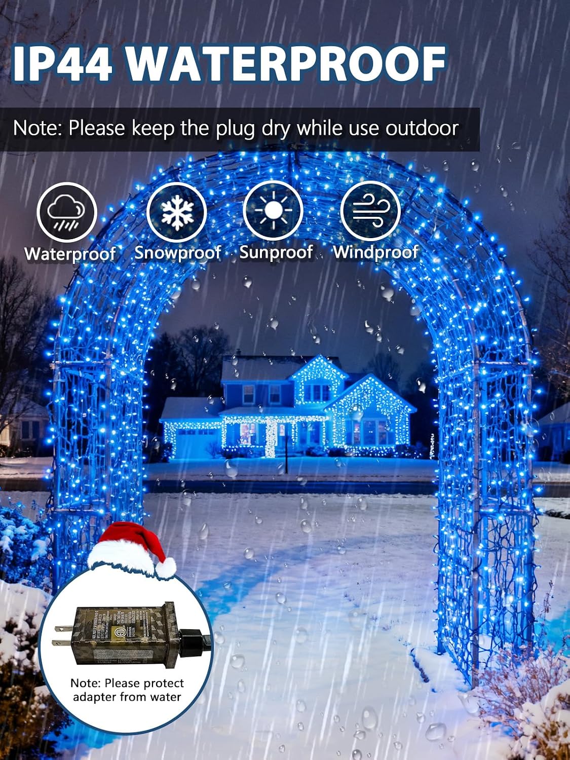 Guirnalda de luces navideñas de 300 LED, 99 pies, controladas por v...