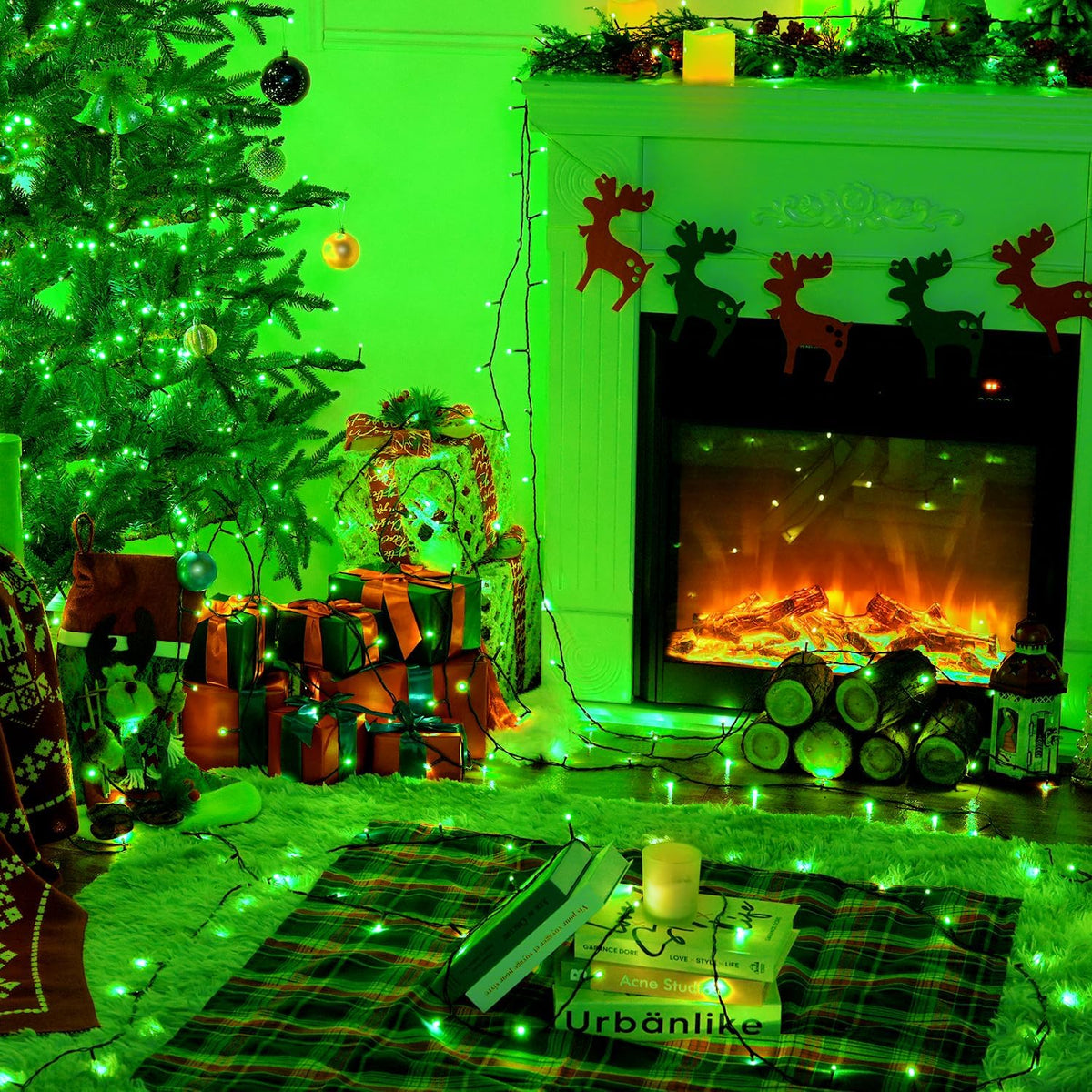 JMEXSUSS 250 luces LED de Navidad verdes, luces de Halloween de 91....