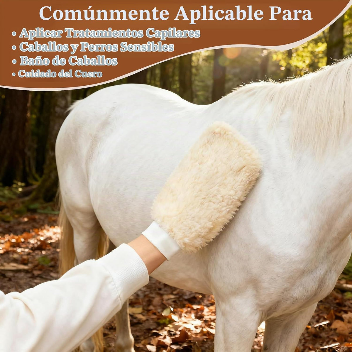Cepillos y manoplas de aseo de caballos, guante de aseo de vellón s...