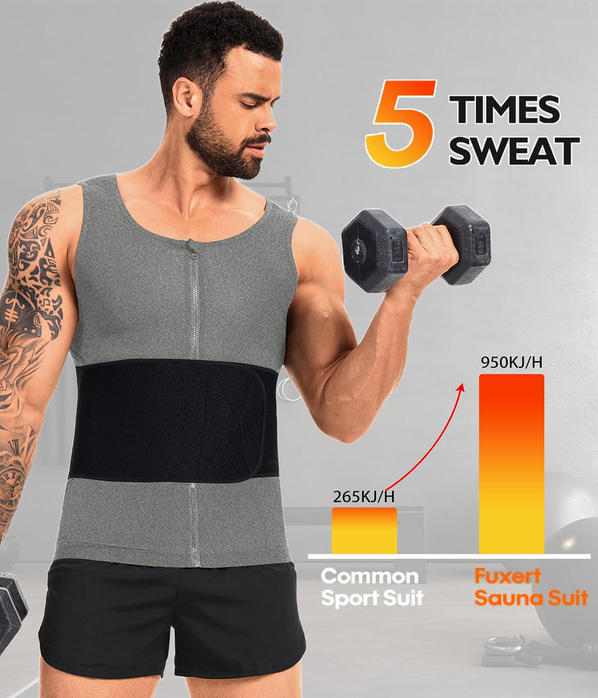Chaleco de sauna para hombre para entrenamiento de cintura, camisa...