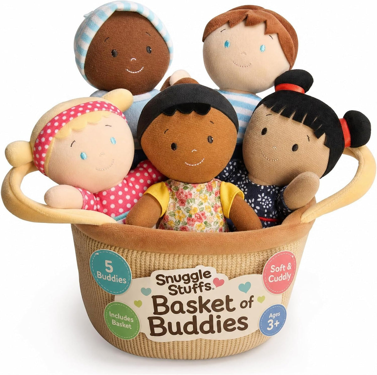 Snuggle Stuffs Canasta de Amigos de Peluche Diversidad Multicultura...
