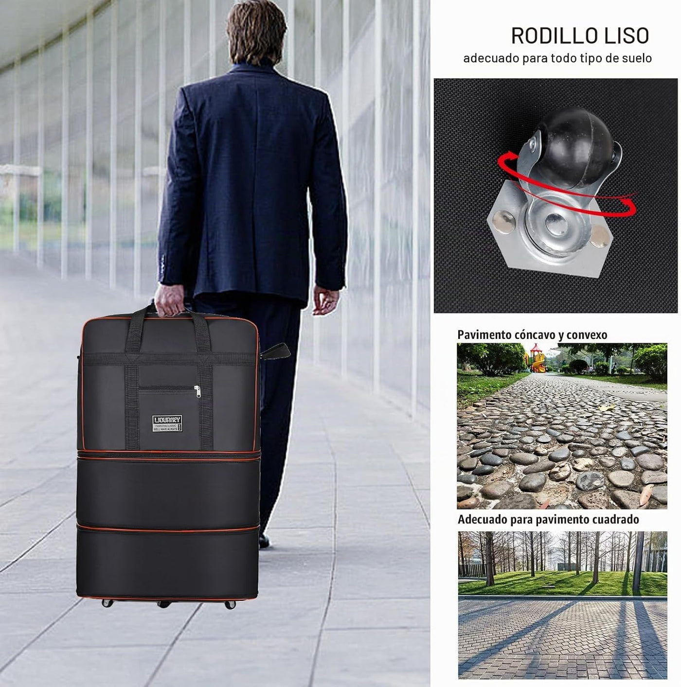 kooldaiwangwang Bolsa de viaje con ruedas, expandible, plegable, bo...