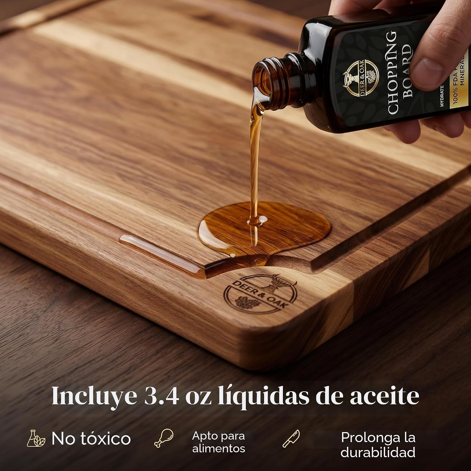 Deer &amp; Oak Juego de tablas de cortar de acacia de 3 piezas no t...
