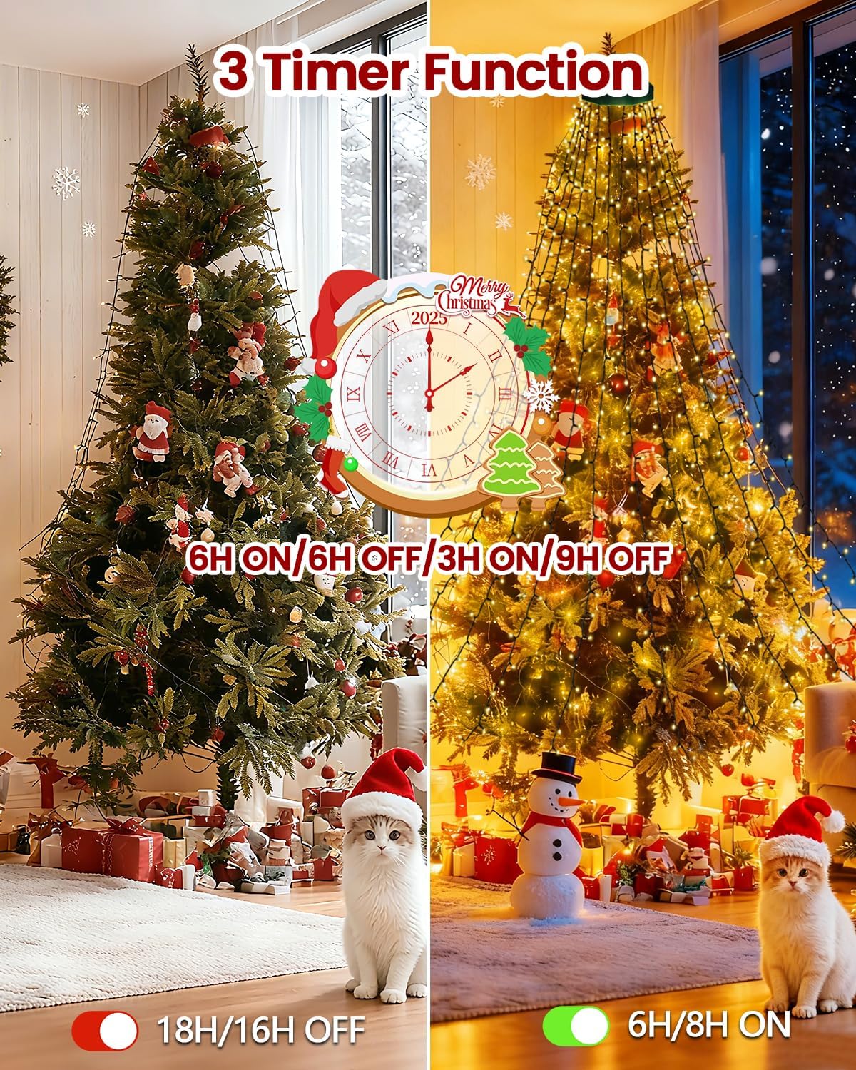 Luces de árbol de Navidad para interiores con control de voz y cont...
