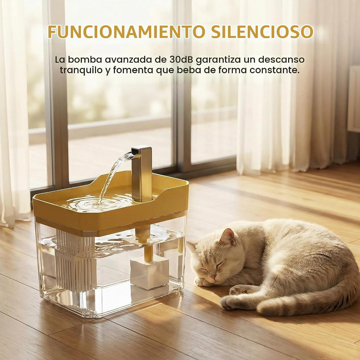 Fuente de agua linda para gatos pequeños de 1.5 L, dispensador de a...