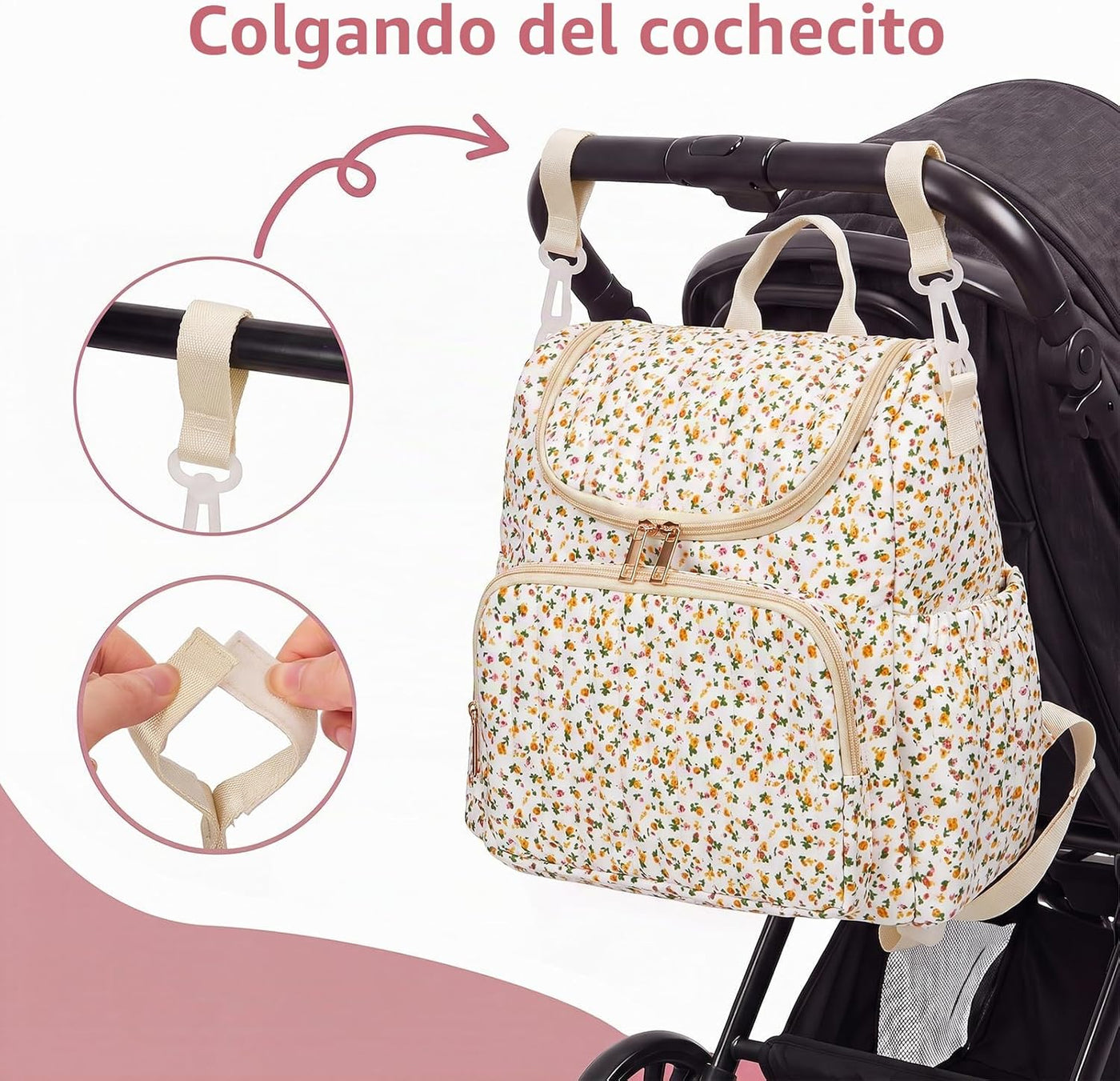 YESFIXS Mochila acolchada para pañales, mochila grande con estampad...