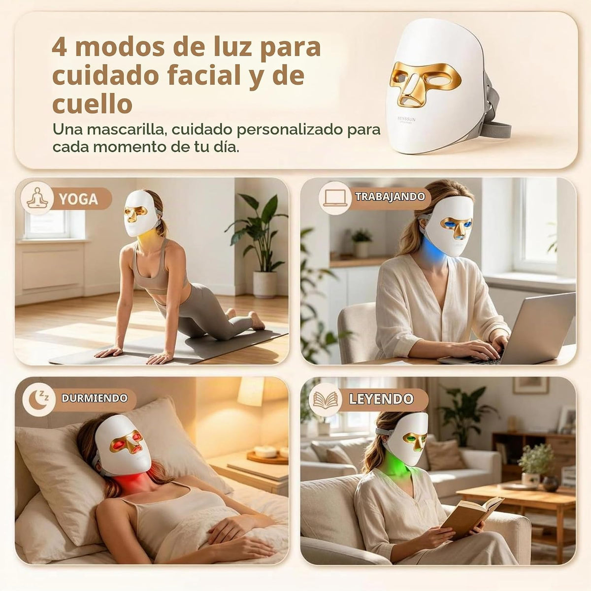 VexlthA Máscara de terapia de luz roja para rostro, máscara facial...