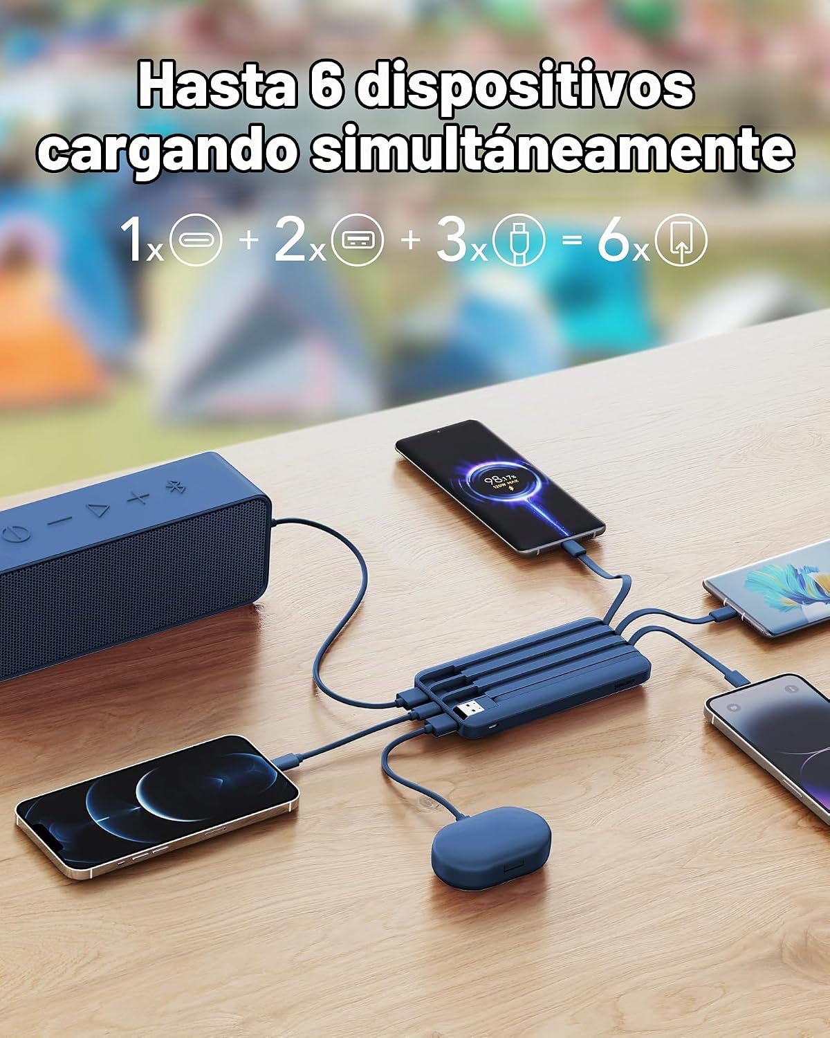 Cables incorporados del cargador portátil charmast, banco del poder...