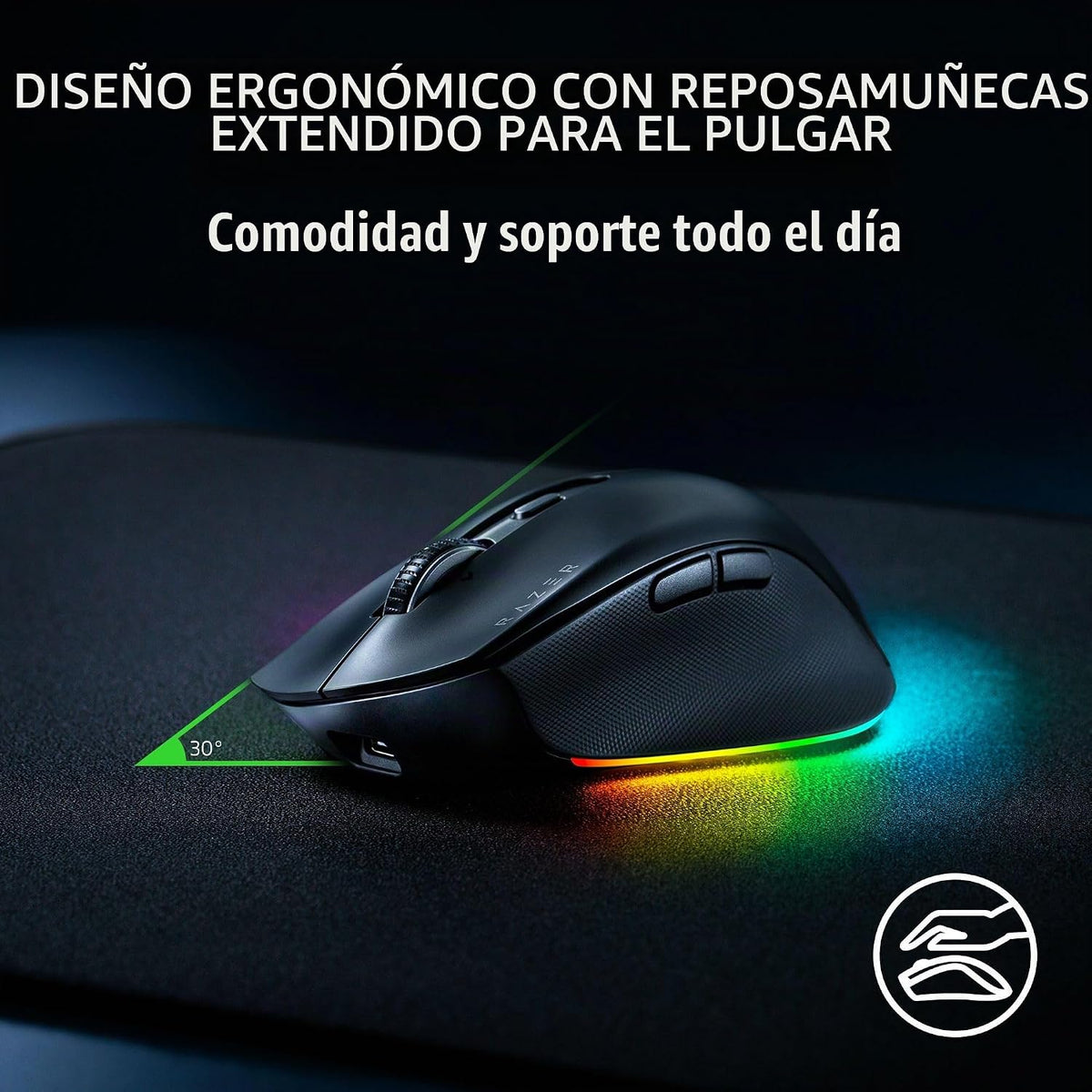 Razer Ratón inalámbrico Pro Click V2, diseño ergonómico para diestr...