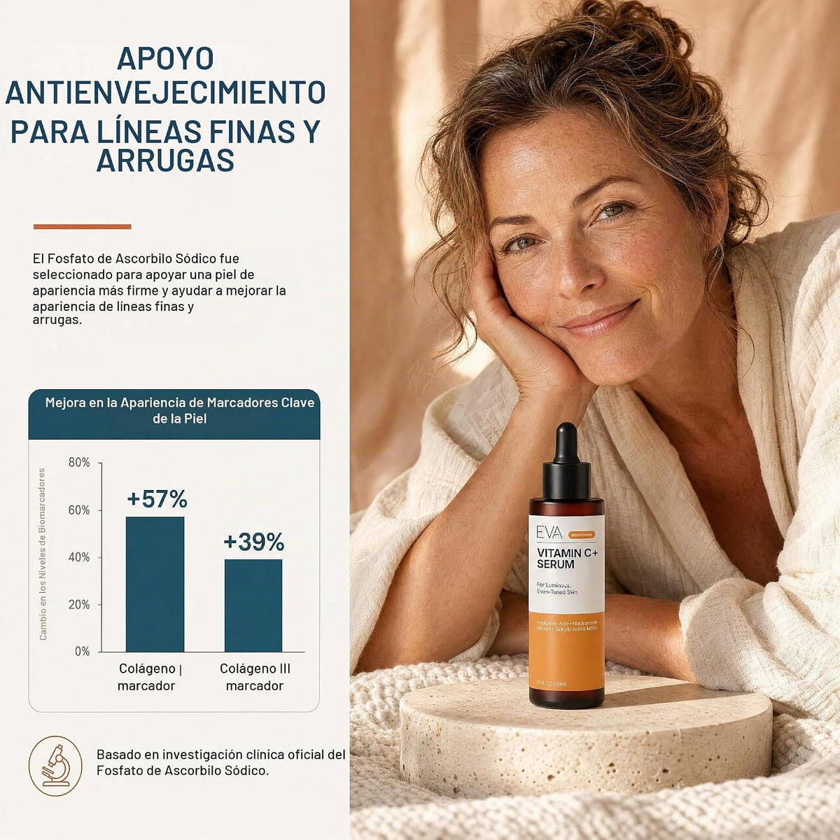 Eva Naturals Suero de vitamina C para la cara con retinol y niacina...