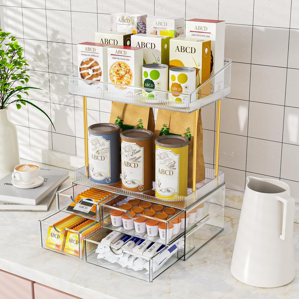 SNSLXH Organizador de maquillaje transparente de 4 niveles para | O...