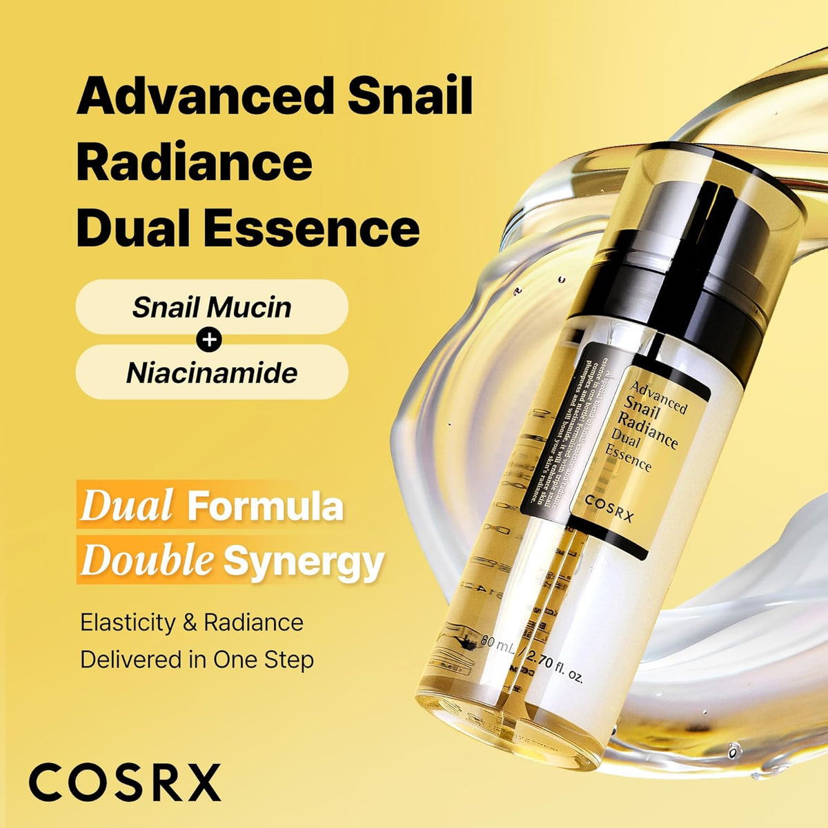 COSRX Snail Mucin 74% + Niacinamida 5% Suero de doble cara, 2.7 oz...