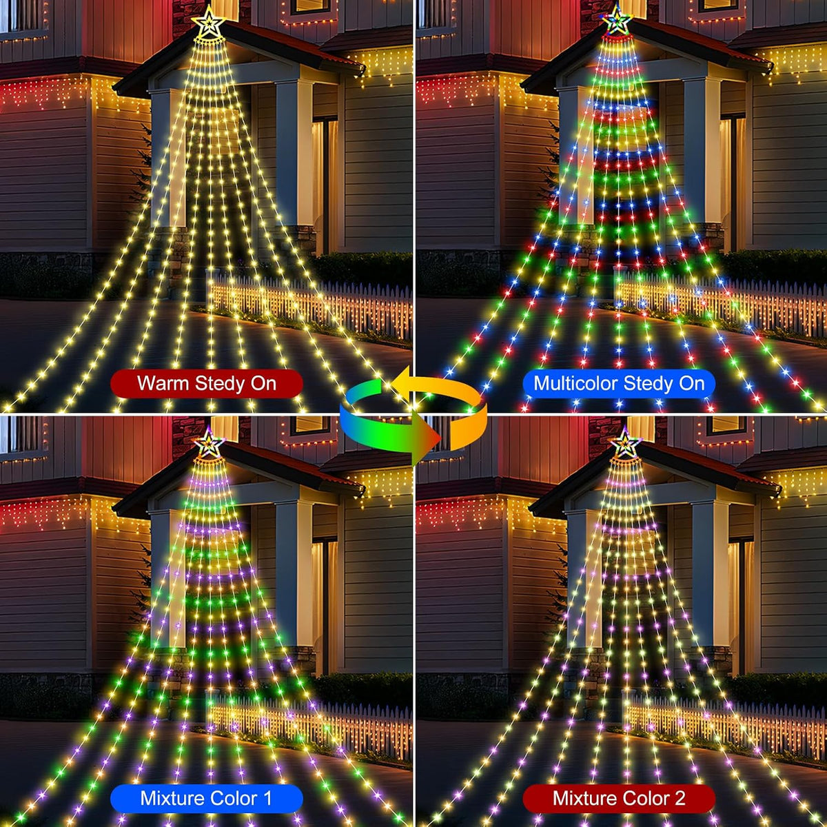 Decoraciones de Navidad para exteriores, luces de estrella en serie...