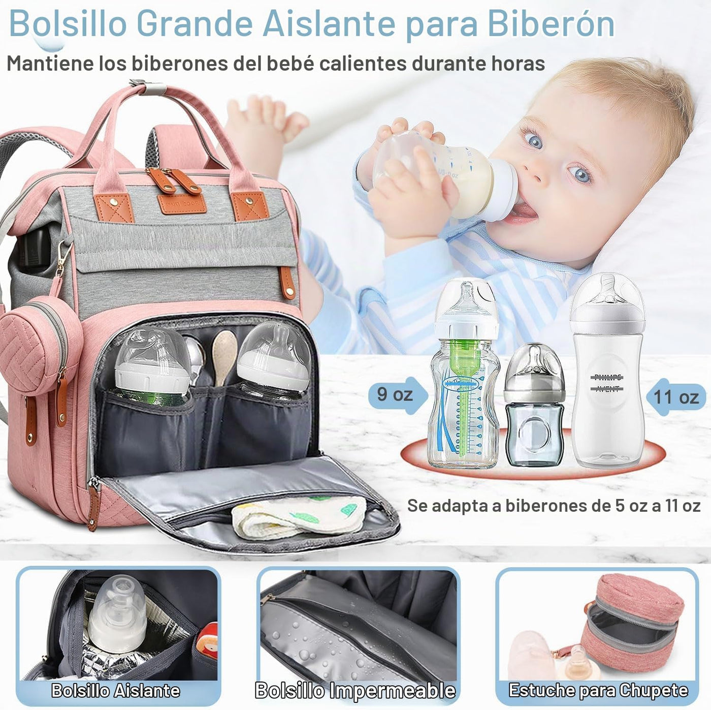 SHITIESHOU Bolsa de pañales para mamá y papá, con cambiador, 19 bol...