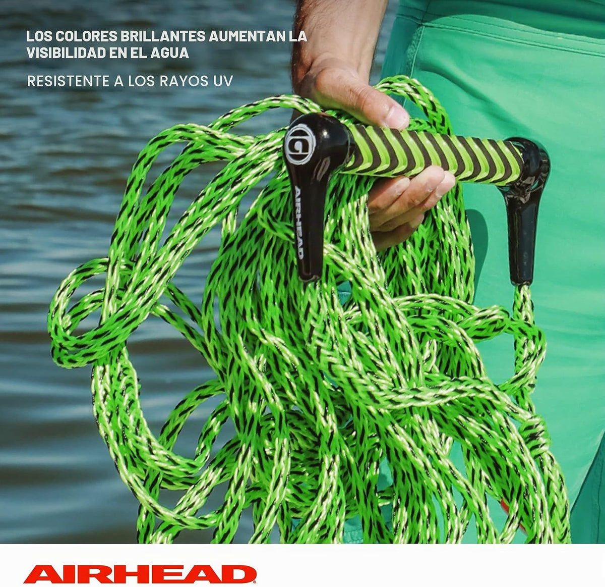 Airhead - Cuerda de esquí acuático con mango de EVA, 1 sección para...