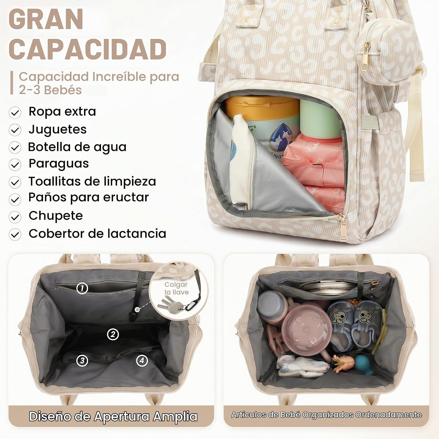 Lrenagao Mochila para pañales de bebé para mamá y papá, bolsa de pa...
