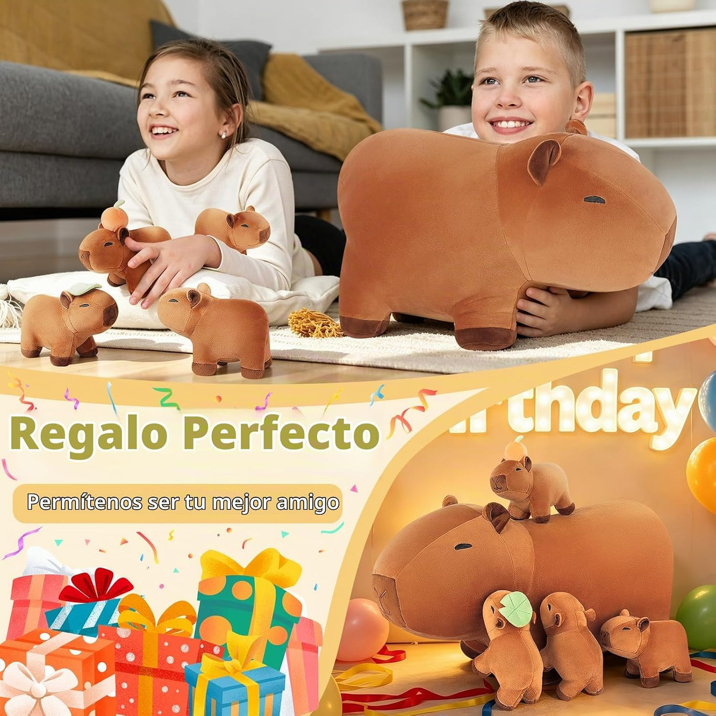 Achwishap Juego familiar de 5 piezas de peluche Capybara con mamá y...
