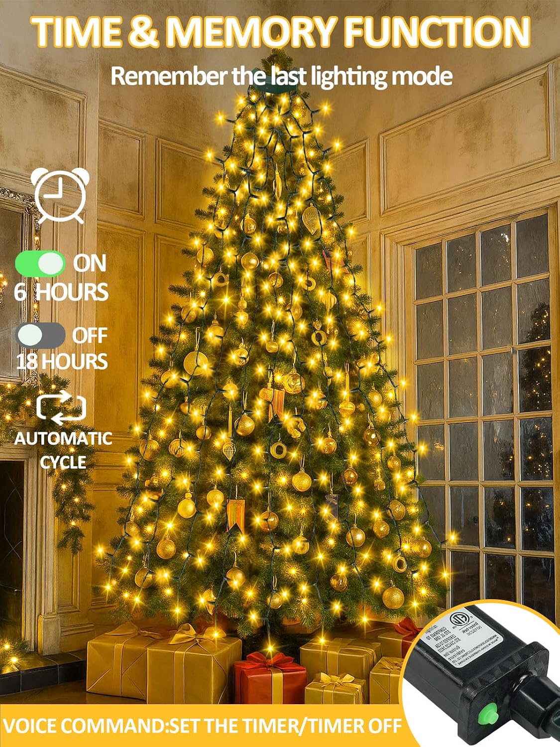592 luces LED fáciles para árbol de Navidad, control de voz, luces...