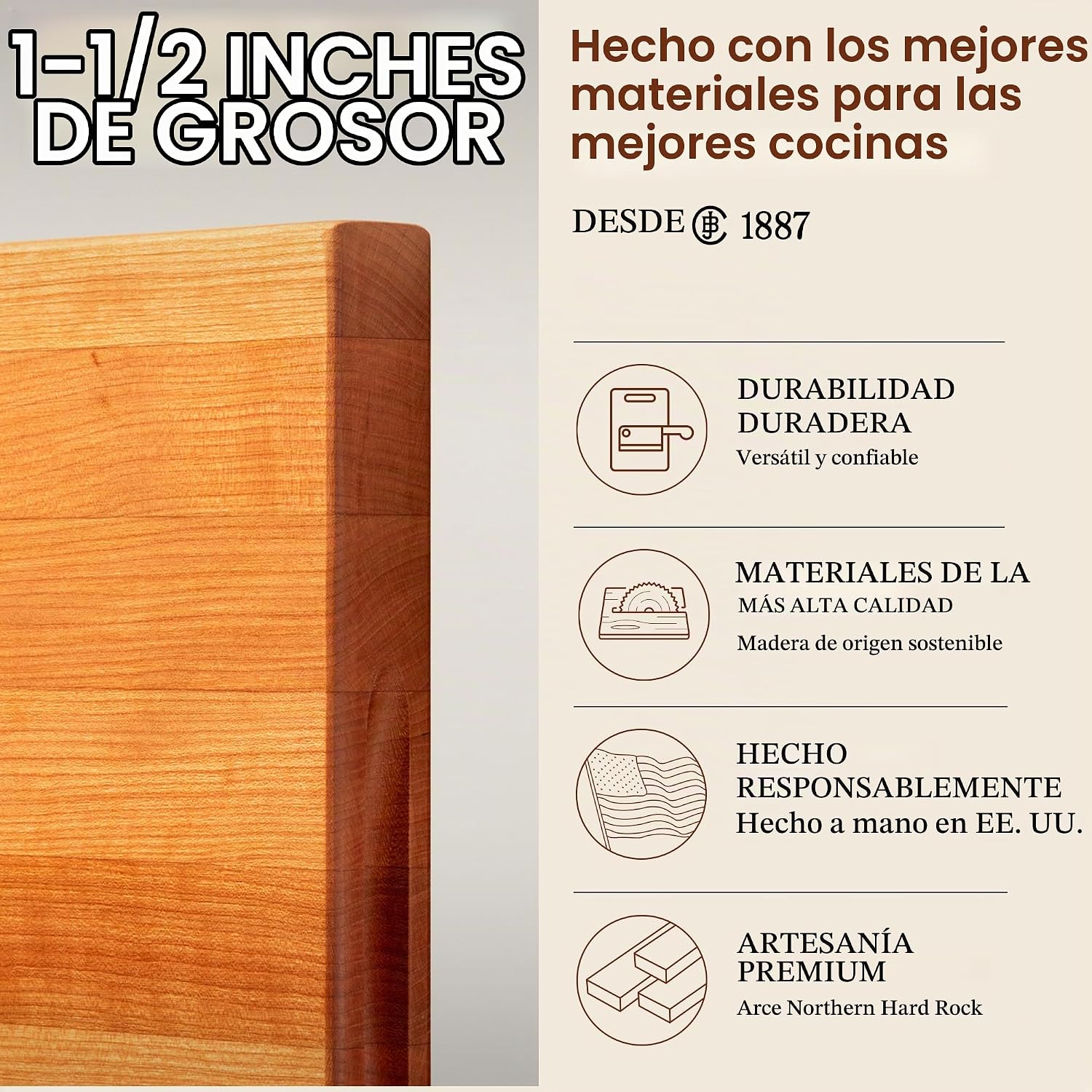 John Boos Serie R-Board Tabla de cortar rectangular de madera de ce...