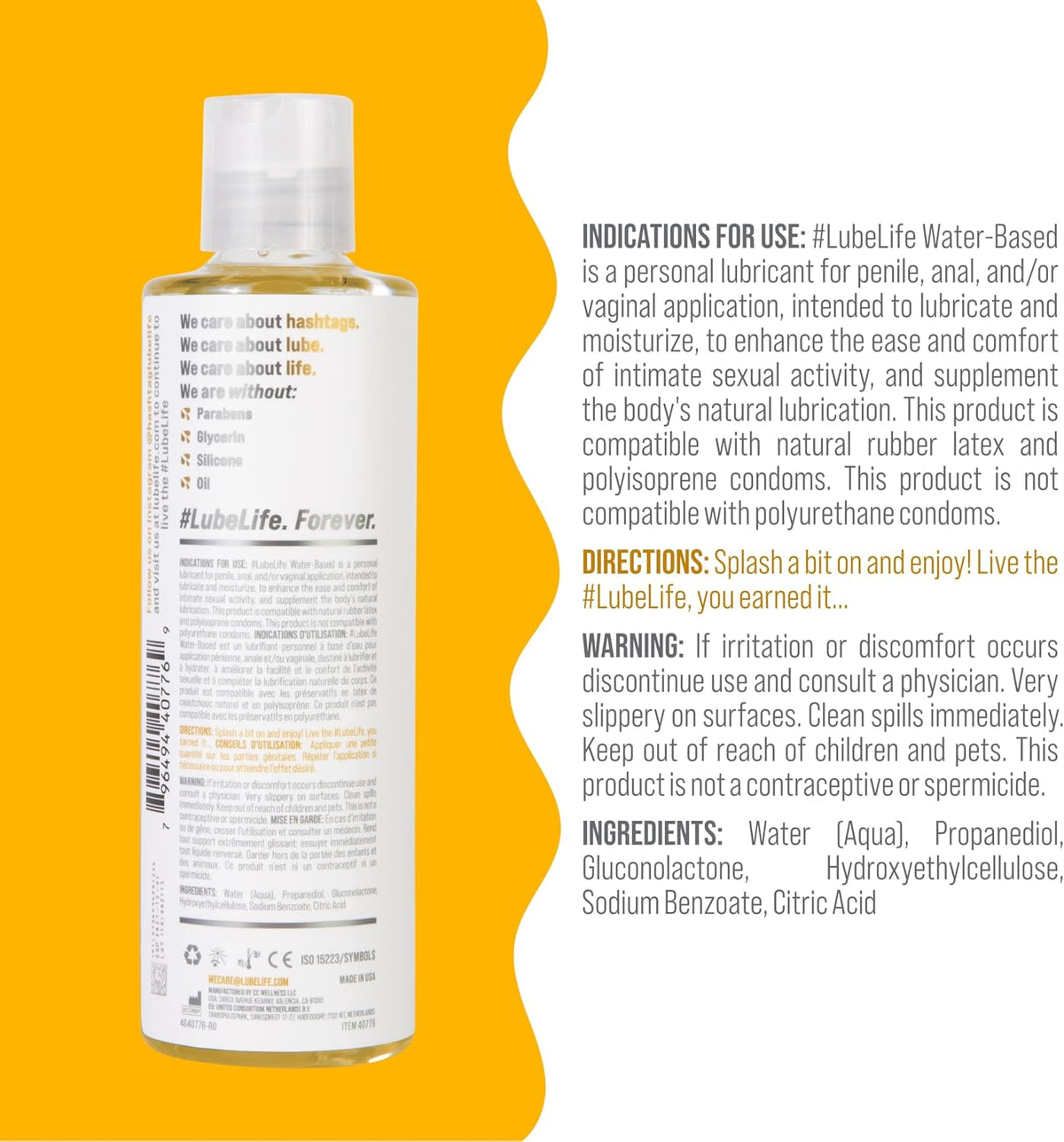 LUBELIFE Lubricante a base de agua, lubricante personal para hombre...