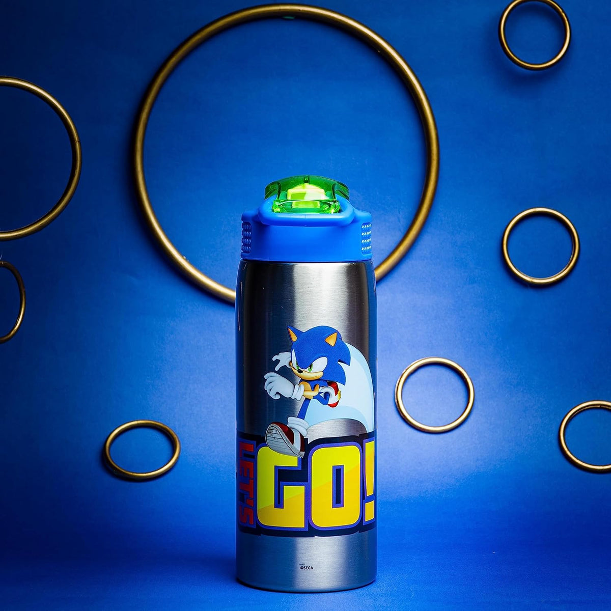 Zak Designs Sonic the Hedgehog - Botella de agua para viajes y en c...