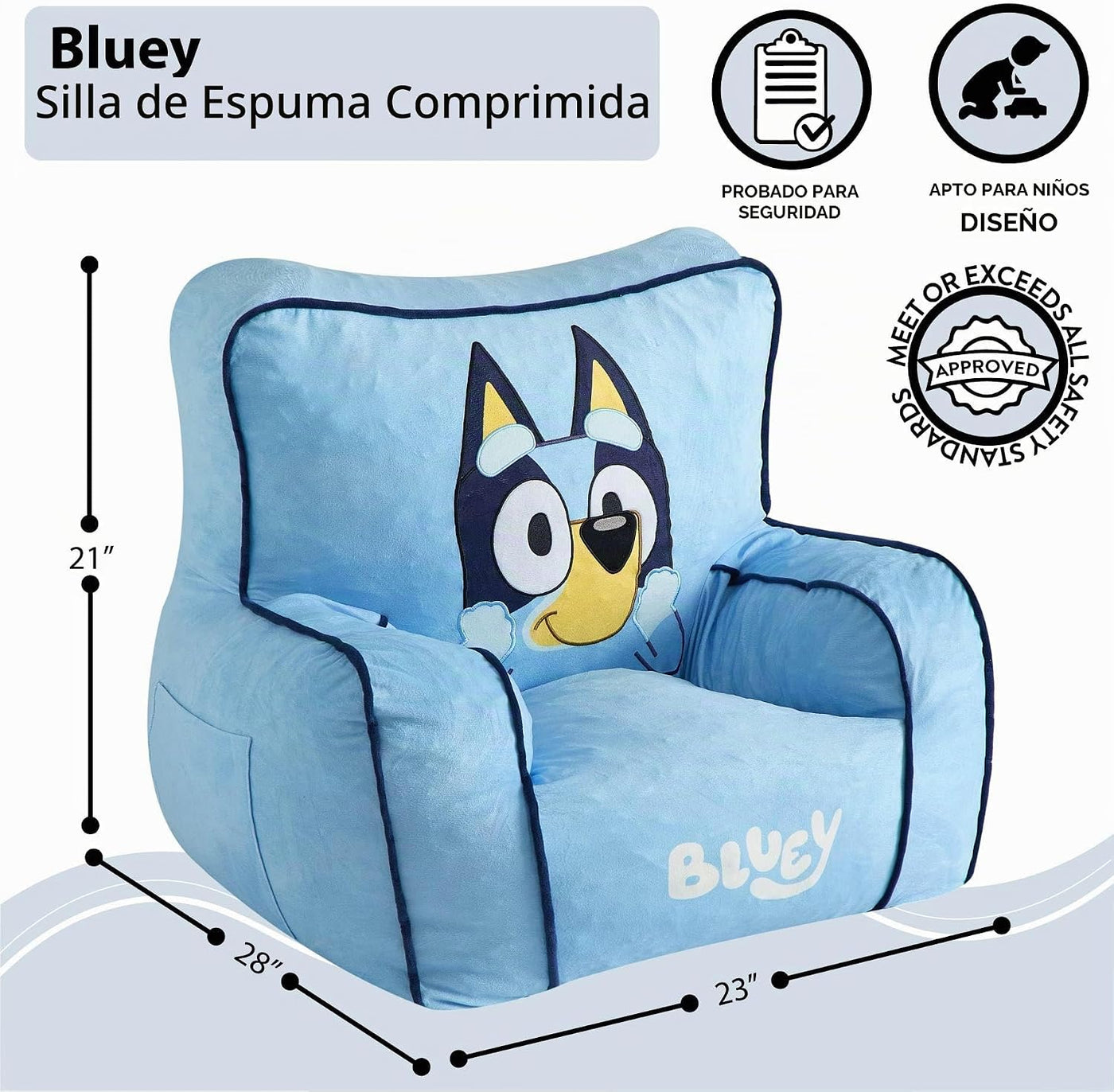 Idea Nuova Bluey - Puf relleno de espuma para niños, asiento de fel...