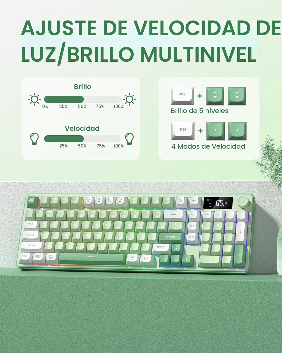 Keymatic Teclado para juegos Teclado cremoso inalámbrico con perill...