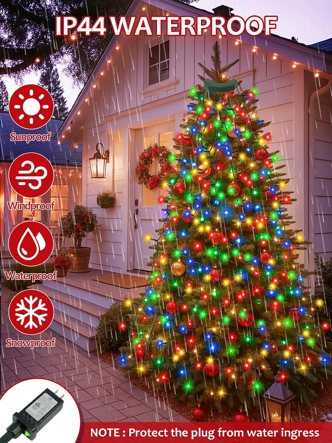 Luces para árbol de Navidad con control por voz, 592 LED tipo casca...
