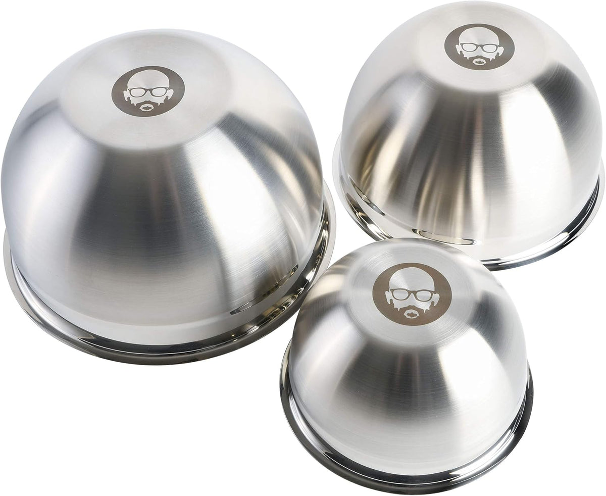 Babish Juego de cuencos de acero inoxidable de 3 piezas, cuencos de...