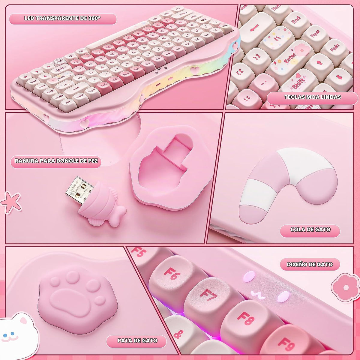 YUNZII Teclado Mecánico Inalámbrico C75, Diseño del 75%, NKRO Inter...