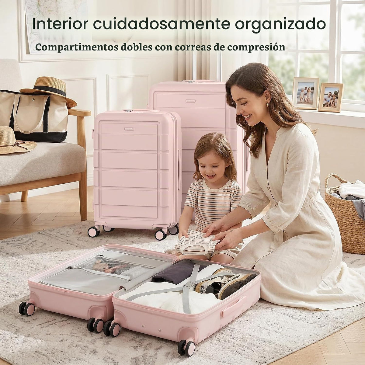 SHOWKOO Sets de equipaje, maleta ampliable con doble ruedas, bloque...