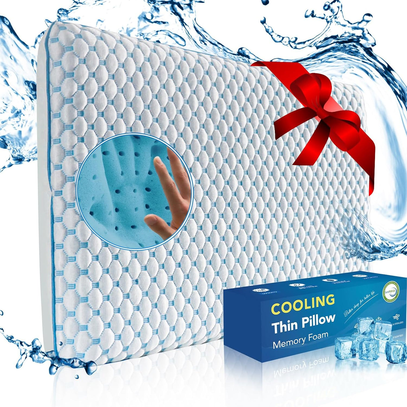 Iwacool Almohada Plana para Personas que Duermen Boca Abajo y de Es...