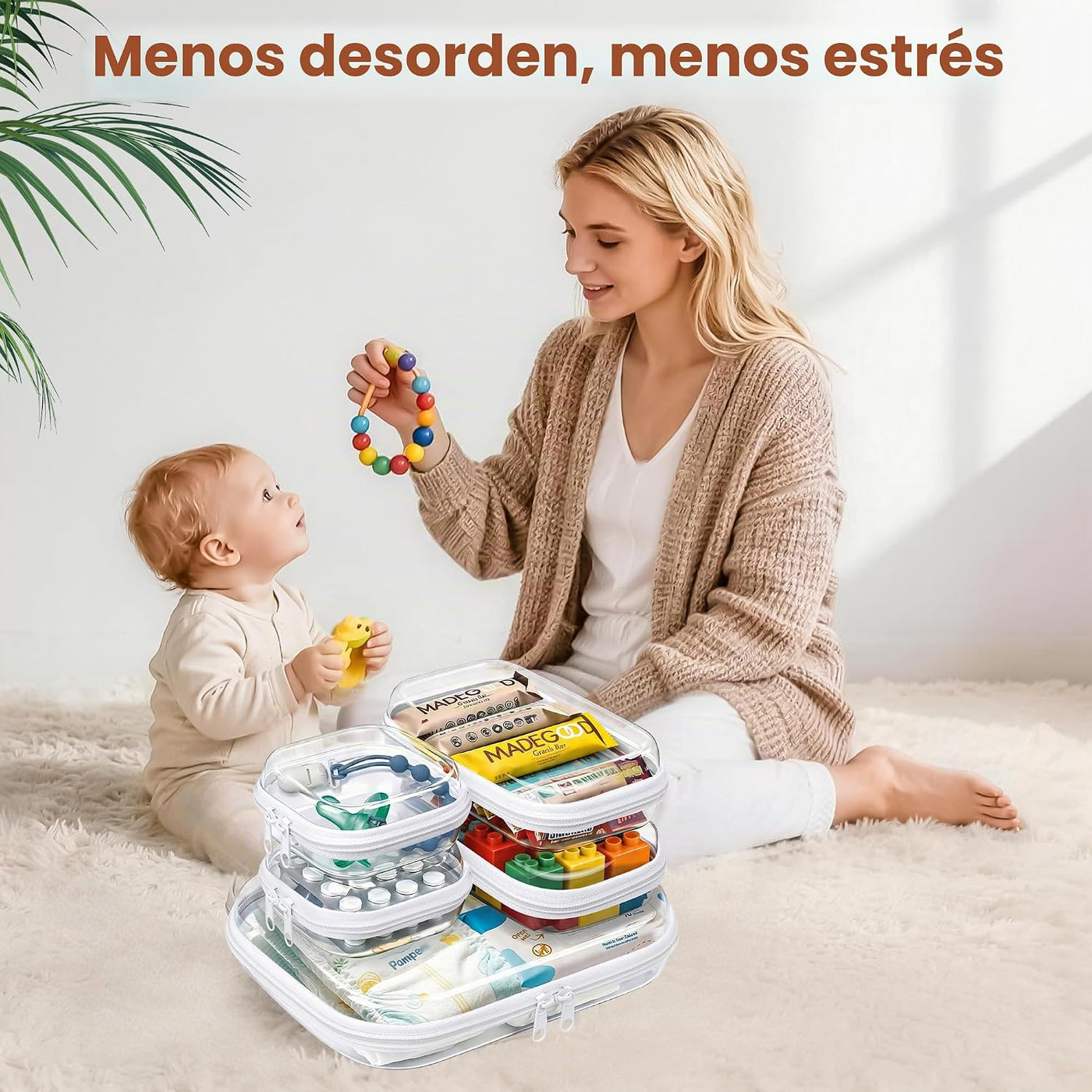 Paquete de 5 bolsas organizadoras para pañales, fundas rígidas tran...